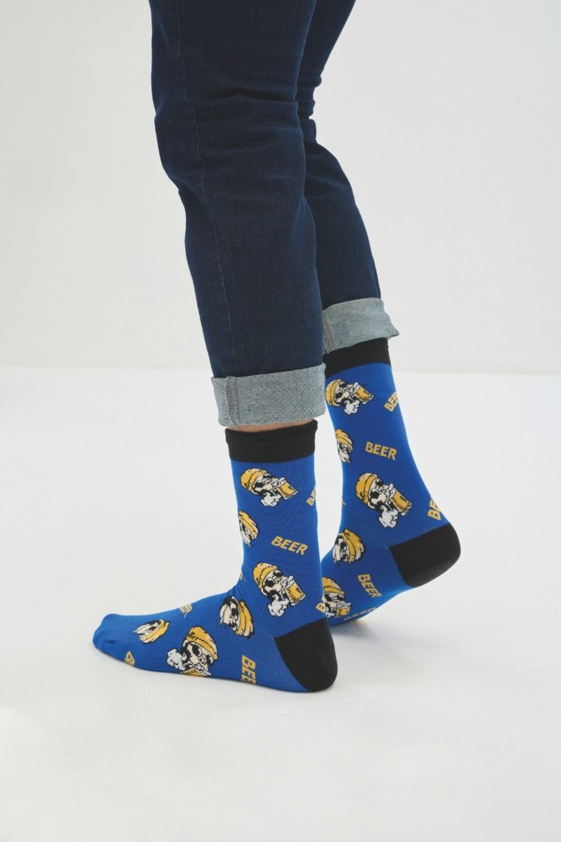 Ανδρικές Fashion Κάλτσες SOMA Βαμβακερές μπλε χρώμα με σχέδια