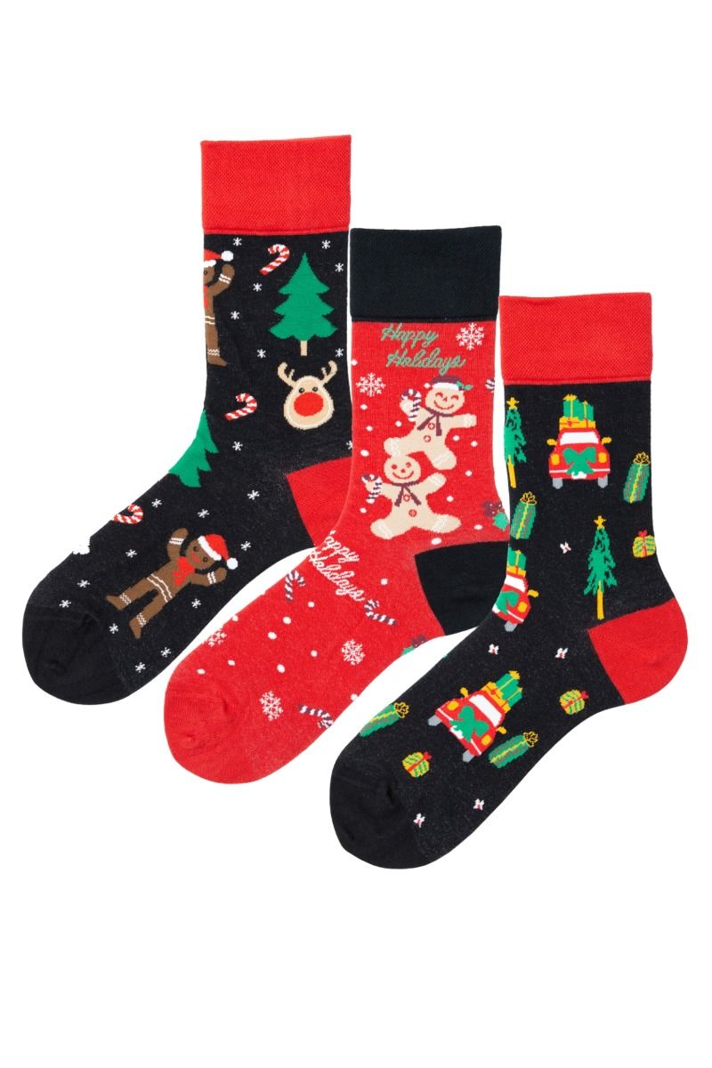 Γυναικείες Κάλτσες 3 ζευγάρια σε διαφορετικά σχέδια χριστουγεννιάτικες βαμβακερές