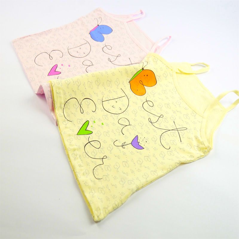 Κοριτσίστικα παιδικά βαμβακερά φανελάκια τιραντάκι σε δύο χρώματα με σχέδιο