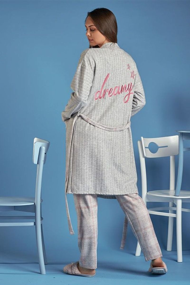 ρομπα γυναικεια γκρι με τσεπες βισκοζη μακρυμανικη