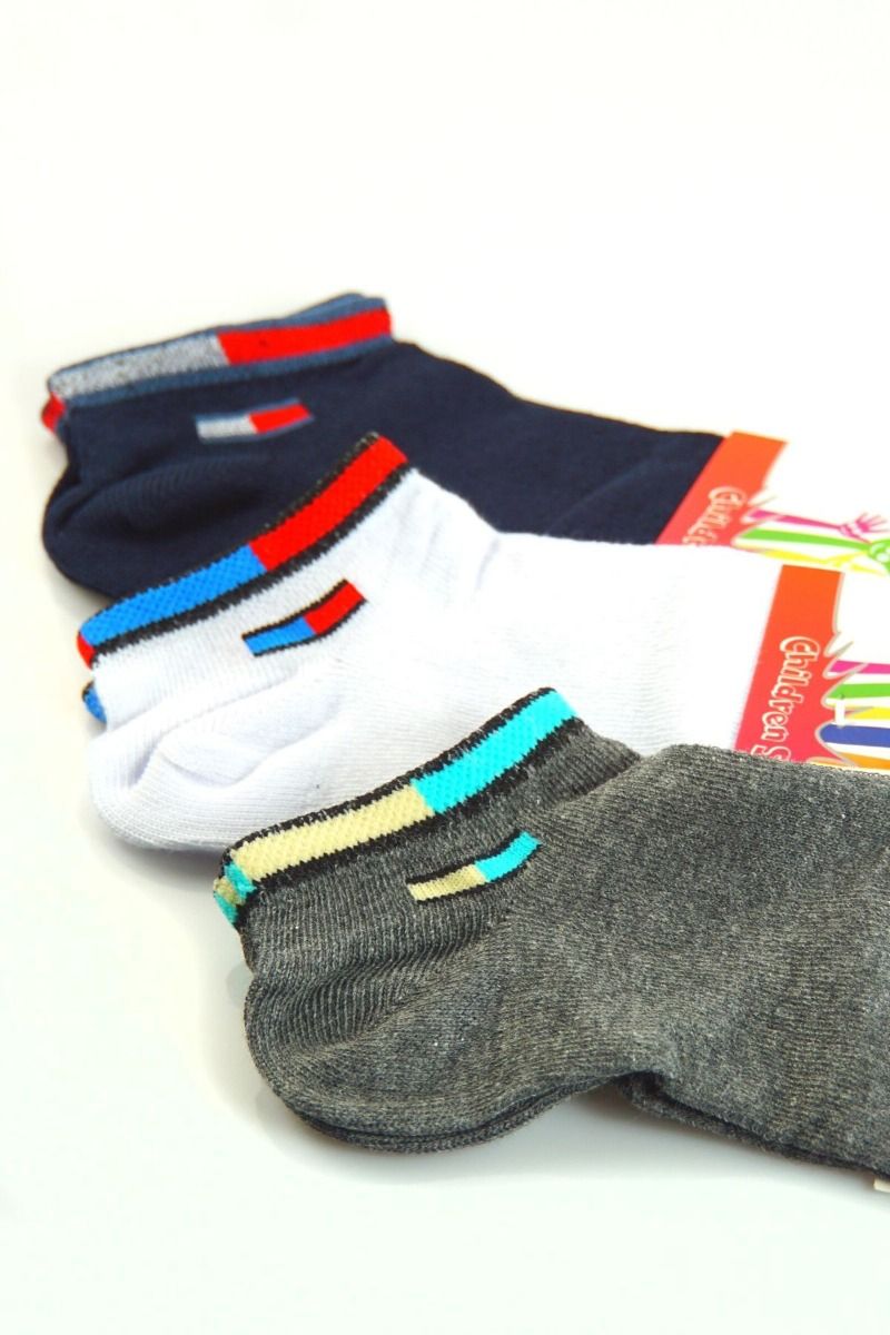 Αγορίστικα παιδικά σοσόνια βαμβακερά 3 ζευγάρια γκρι άσπρο μαύρο