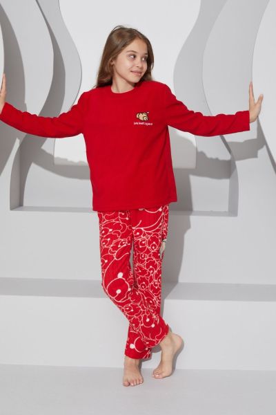 Κοριτσίστικη Πιτζάμα Fleece "siyah inci" SLEEPY BEARS