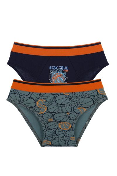 Αγορίστικο παιδικό σλιπάκι βαμβακερό 2 τεμάχια μπάσκετ χρώμα