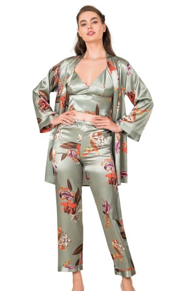 Γυναικεία σατέν πιτζάμα με ρόμπα Moongirl ISLA