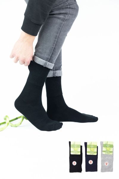 Κάλτσες Medical για διαβητικούς ανδρικές μπαμπού μαύρο χρώμα
