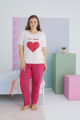 Γυναικεία Καλοκαιρινή Πιτζάμα Plus Size Sexen Love Puzzle Βαμβακερή