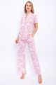 γυναικεία καλοκαιρινή πιτζάμα κοντομάνικη πουκάμισο ροζ βαμβακερή λουλούδια