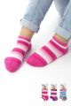 Κοριτσίστικες παιδικές κάλτσες 3 ζευγάρια μωβ ροζ γαλάζιο ριγέ 