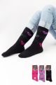Κοριτσίστικες παιδικές κάλτσες με καρδιογράφημα πετσετέ μαύρο ροζ μωβ