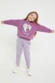 Παιδική χειμωνιάτικη φόρμα κοριτσίστικη Disney μωβ βαμβακερή με επένδυση 