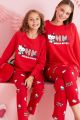  Γυναικεία Πιτζάμα με σχέδιο hello kitty μαμά και κόρη κόκκινη