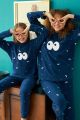 Γυναικεία χειμωνιάτικη πιτζάμα φλις μαμά και κόρη σχέδιο ματάκια