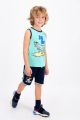 Καλοκαιρινή αγορίστικη παιδική πιτζάμα σχέδιο surfing και δεινόσαυρο βαμβακερή