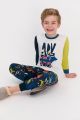 Αγορίστικη παιδική χειμωνιάτικη πιτζάμα βαμβακερή πολύχρωμα ζωάκια σκούρο μπλε