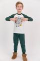 Αγορίστικη παιδική χειμωνιάτικη πιτζάμα βαμβακερή πράσινη με κάμπινγκ