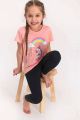 Καλοκαιρινή κοριτσίστικη παιδική πιτζάμα με μονόκερο και μαύρο κολάν 