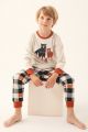 Παιδική χειμωνιάτικη αγορίστικη πιτζάμα αρκουδάκια καρό παντελόνι βαμβακερή