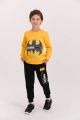 Παιδική φόρμα για αγόρι χειμωνιάτικη βαμβακερή Batman μαυρό κίτρινο