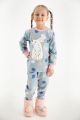 Χειμωνιάτικη παιδική πιτζάμα για κορίτσι με λαγουδάκι βαμβακερή γαλάζια