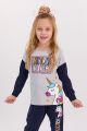 Χειμωνιάτικη παιδική πιτζάμα για κορίτσι με μονόκερο σκούρη μπλε