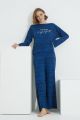 Γυναικεία πιτζάμα χειμωνιάτικη μπλε καμπάνα βαμβακερή άνετη γραμμή