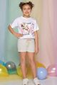 Σετ φόρμας κορίτσι εφηβικό κοντομάνικη μπλούζα σορτσάκι με σκυλάκι 
