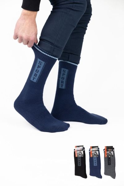 Ανδρικές Αθλητικές κάλτσες Mark τριαδα μπλε μαυρο γκρι πετσετε