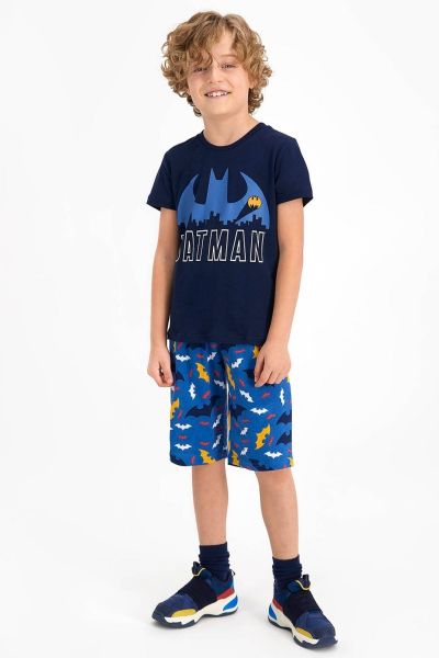 Καλοκαιρινή αγορίστικη παιδική πιτζάμα BATMAN μπλε βαμβακερή