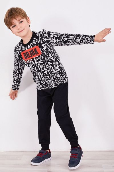 Παιδική χειμωνιάτικη πιτζάμα για αγόρι βαμβακερή μαύρη