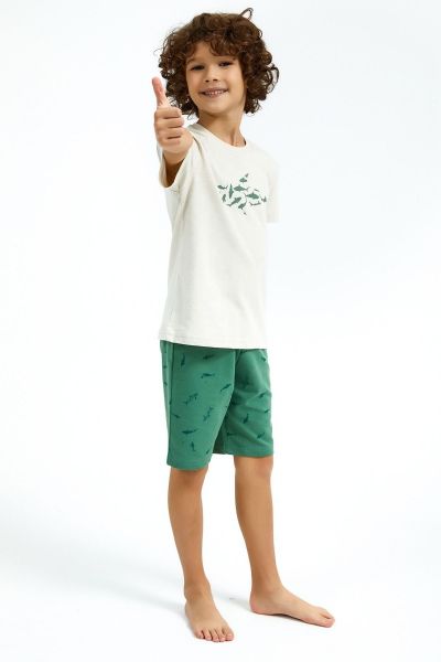 Καλοκαιρινή αγορίστικη παιδική πιτζάμα σχέδιο ψαράκια πράσινο