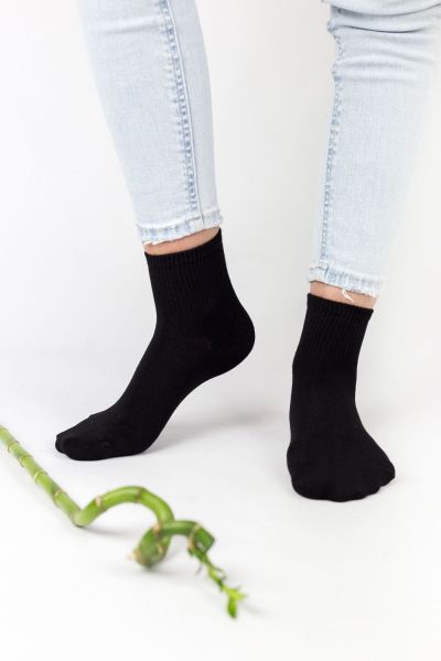 Γυναικείες ημίκοντες κάλτσες Bamboo Design TOTAL BLACK W 3 ζευγάρια