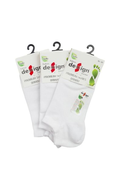 Γυναικείες κάλτσες σοσόνια Bamboo Design WHITE 3 ζευγάρια