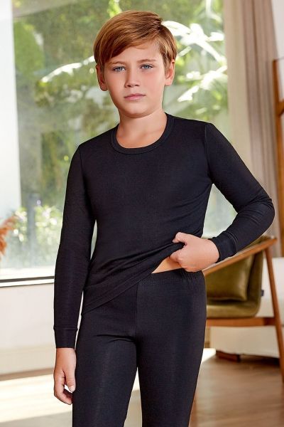 Παιδικό αγορίστικο μακρυμάνικο ισοθερμικό μπλούζα μαύρο χρώμα 