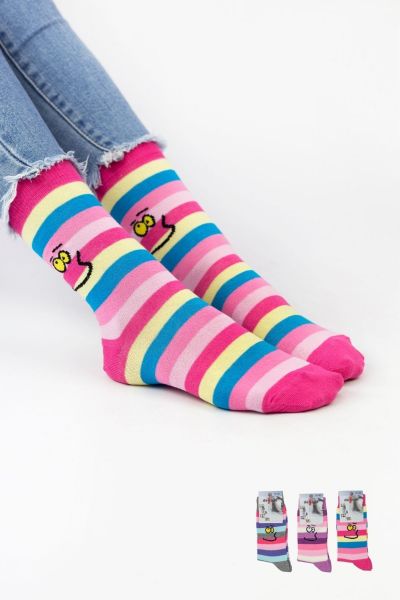 Γυναικείες casual κάλτσες  Design FACES I 3 ζευγάρια