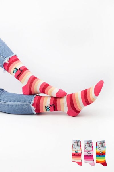 Γυναικείες casual κάλτσες Design FACES II 3 ζευγάρια