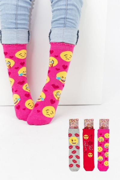 Κοριτσίστικες Παιδικές κάλτσες με emojis 3 ζευγάρια