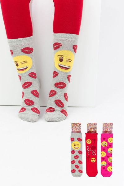 Κοριτσίστικες Παιδικές κάλτσες με emojis 3 ζευγάρια