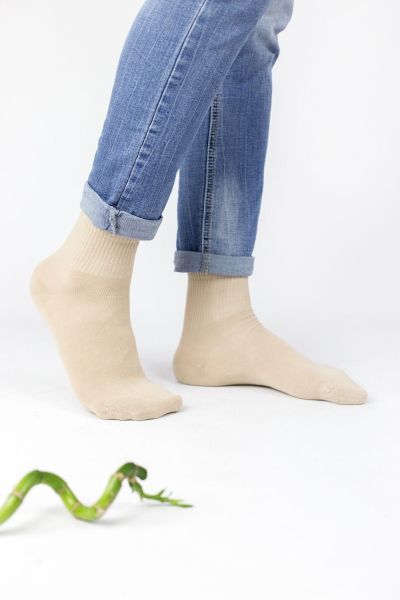 Ανδρικές ημίκοντες κάλτσες Design BEIGE 3 ζευγάρια Bamboo 