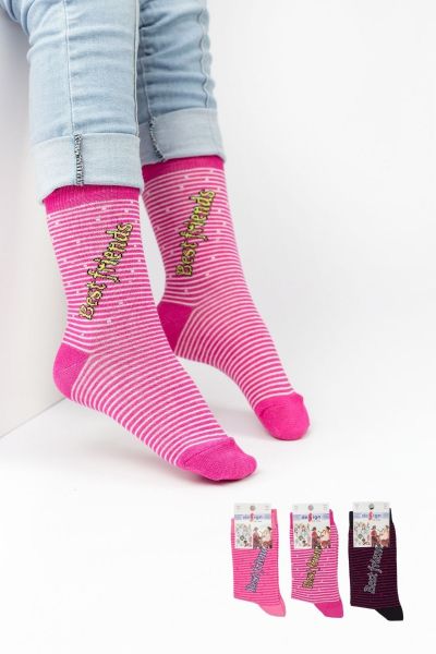 Κοριτσίστικες Παιδικές κάλτσες best friends 3 ζευγάρια πολύχρωμα