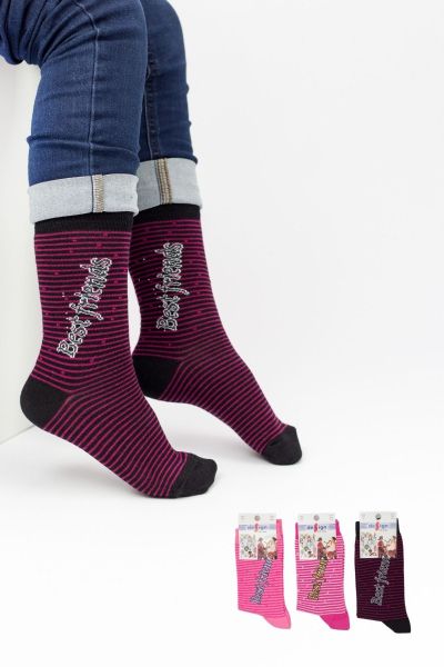 Κοριτσίστικες Παιδικές κάλτσες best friends 3 ζευγάρια πολύχρωμα