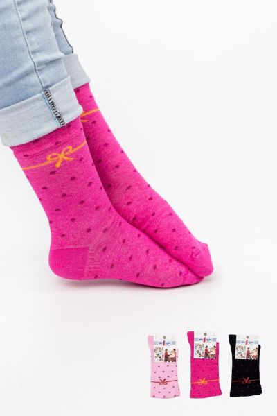 Κοριτσίστικες παιδικές κάλτσες 3 ζευγάρια βούλες χρώματα