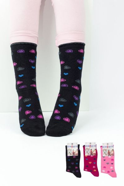 Κοριτσίστικες Παιδικές κάλτσες με πολύχρωμες καρδούλες χρώματα