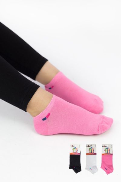 Κοριτσίστικες παιδικές κάλτσες 3 ζευγάρια μαύρο ροζ εκρού
