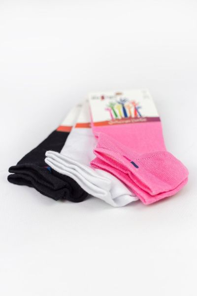 Κοριτσίστικες παιδικές κάλτσες 3 ζευγάρια μαύρο ροζ εκρού