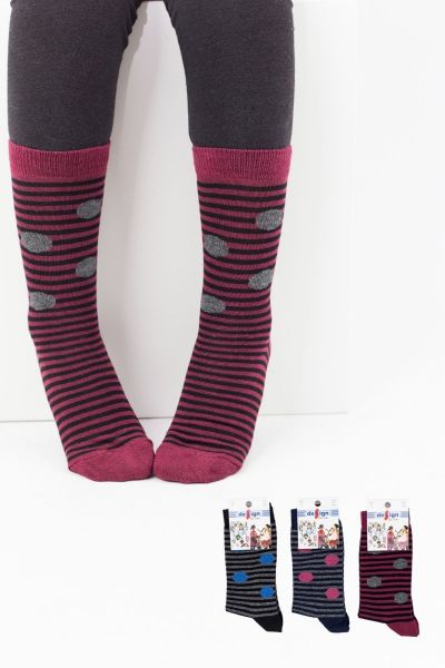 Κοριτσίστικες Παιδικές κάλτσες πουά 3 ζευγάρια σκούροχρωμα