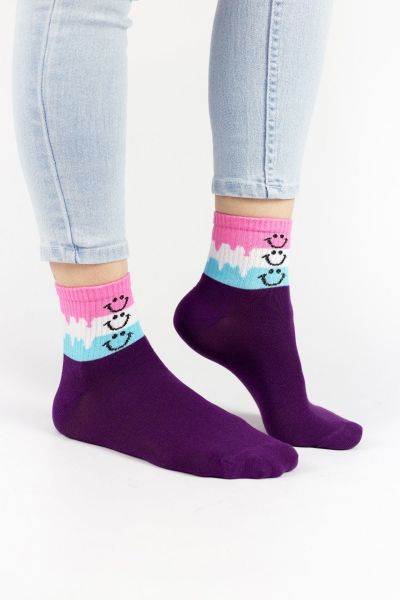 Γυναικείες ημίκοντες κάλτσες Design FACES 3 ζευγάρια