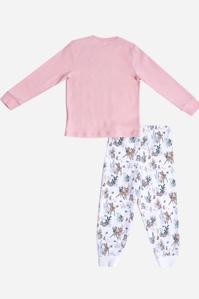 Κοριτσίστικη βρεφική πιτζάμα Disney BAMBI ροζ λευκό βαμβακερό