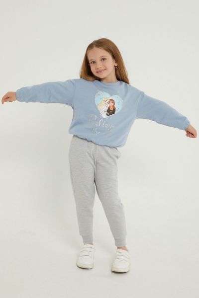 Παιδική χειμωνιάτικη φόρμα κοριτσίστικη Disney γαλάζια βαμβακερή με επένδυση 