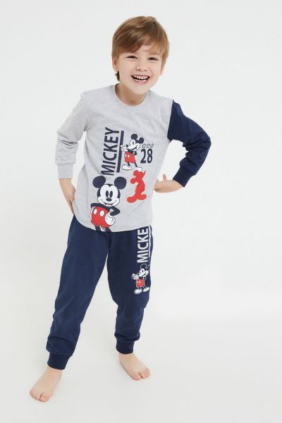 Παιδική χειμωνιάτικη πιτζάμα για αγόρι Disney MICKEY MOUSE βαμβακερή γκρι 