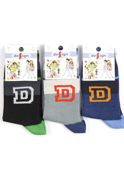 Παιδικές κάλτσες για αγόρι 3 ζευγάρια με πολύχρωμο γράμμα
